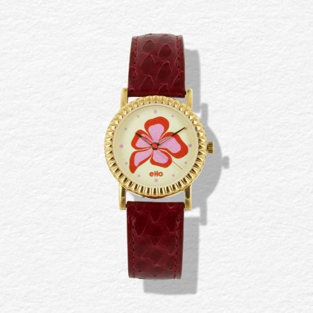 Montre éco responsable - Montre Bordeaux Hibiscus