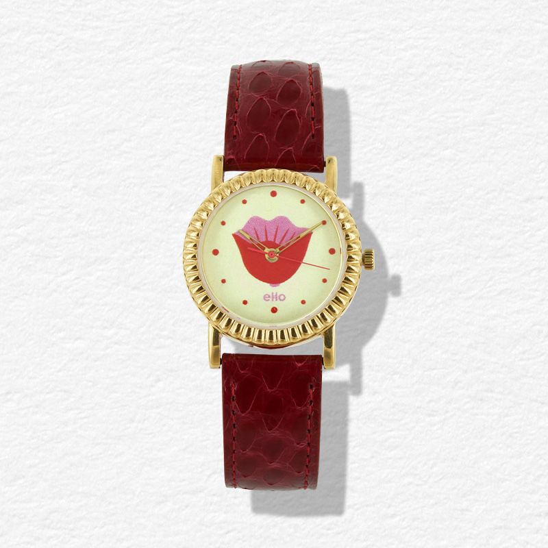 Montre Écoresponsable eHo - Sixties -  Montre Rouge Tulipe