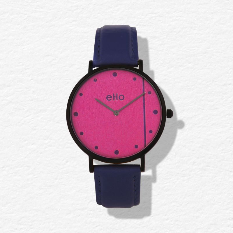 Face 1 Montre éco responsable eHo - Montre Pink Bubble Blue