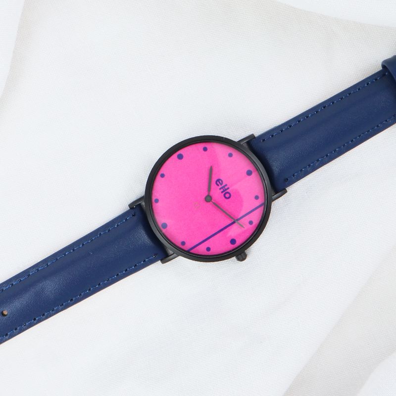 Face 3 Montre éco responsable eHo - Montre Pink Bubble Blue