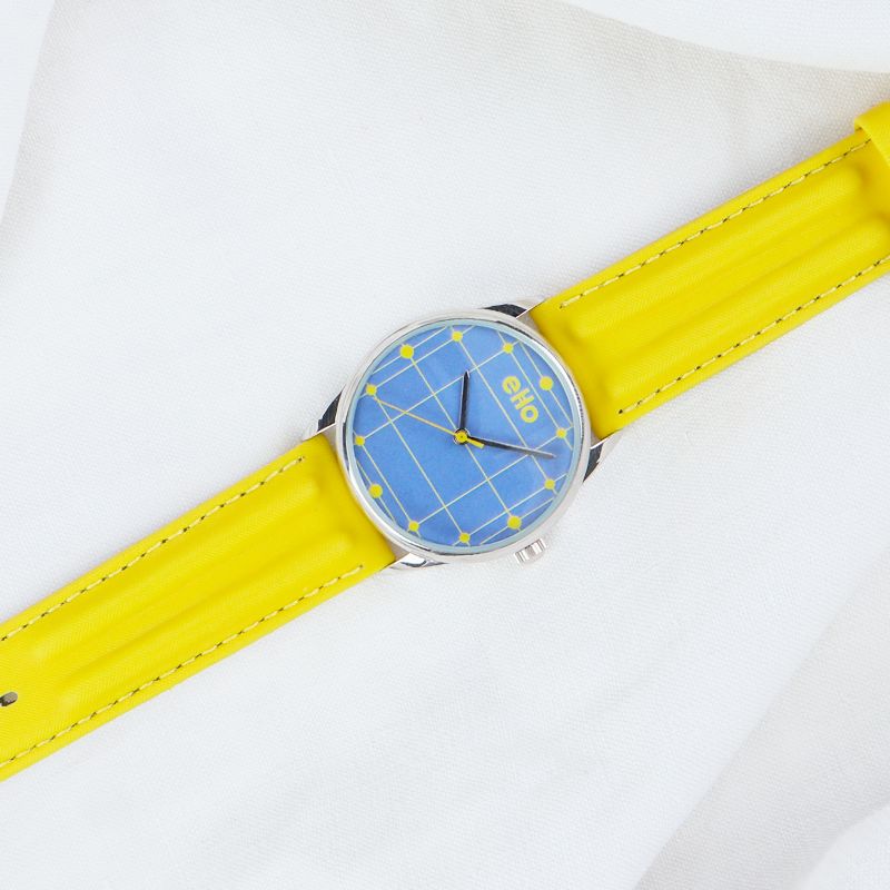 Face 4 Montre Écoresponsable eHo - Color Block - Le Blues du Jaune