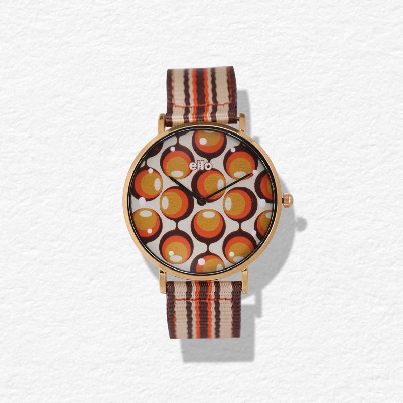 Face Montre Ecoresponsable - Montre eHo - Sixties - Orange Rondeur