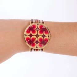 Portée - Face 1 - Montre Écoresponsable eHo - Sixties -  Orange Papier Peint