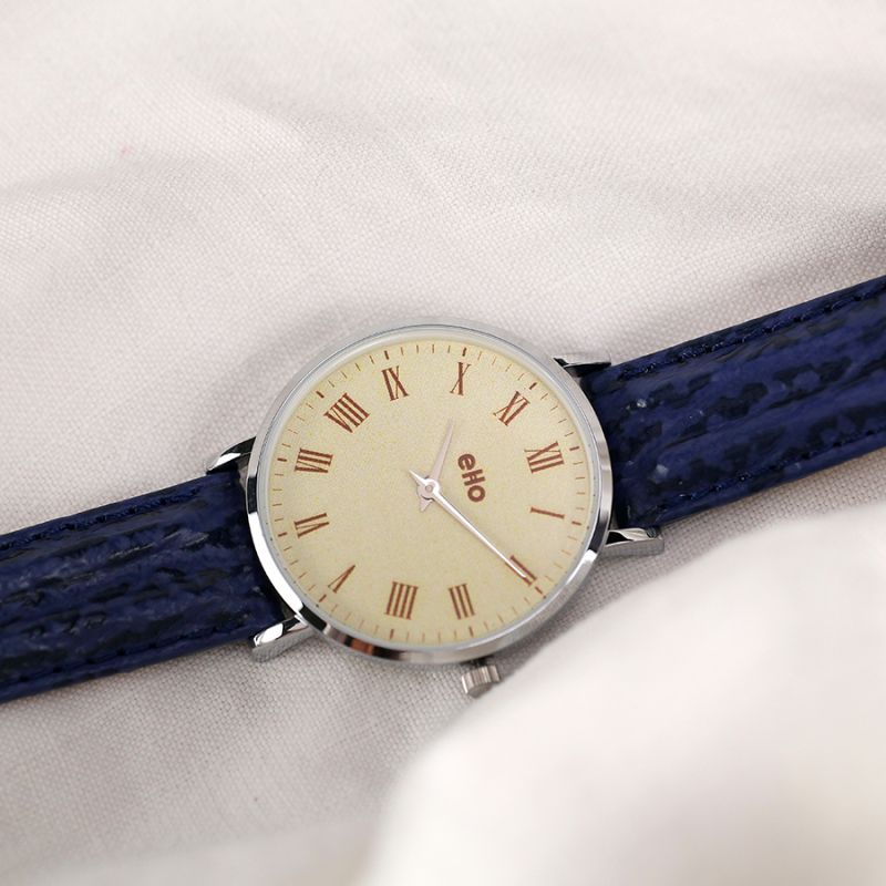 A plat Face Montre Eco-responsable - Montre eHo - Vintage - Bleu