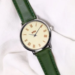A plat Face Montre Eco-responsable - Montre eHo - Vintage - Olive