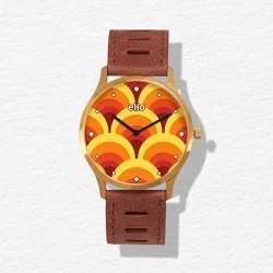 Face 1 - Montre Écoresponsable eHo - Sixties -  Marron Alvéoles