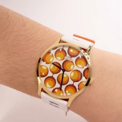 Portée Face 1 - Montre Écoresponsable eHo - Sixties -  Blanche Bulle
